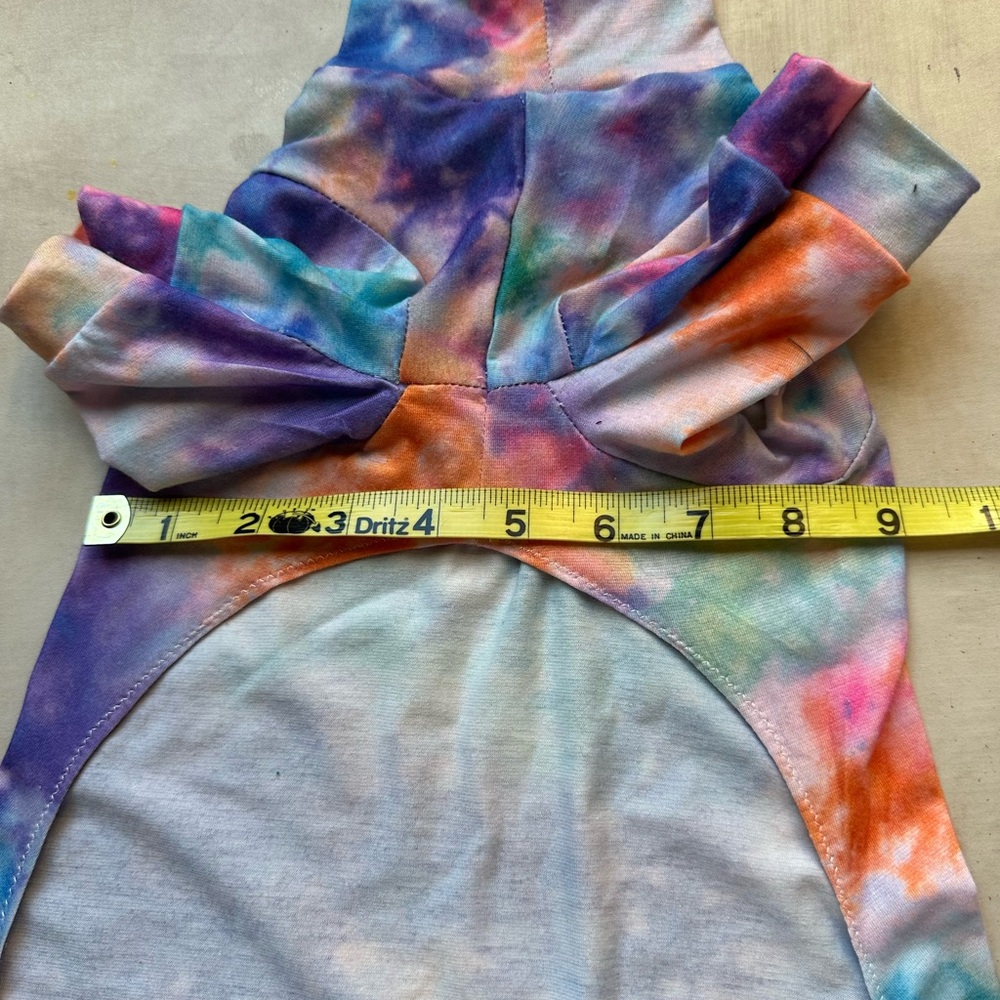 Handmade Tie-Dye Rainbow Pet Pajamas | Small Dog Apparel Upcycled - Picture 4 of 7